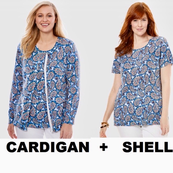 NWT 2 piece set cardigan + shirt sleeve shell - Picture 7 of 8